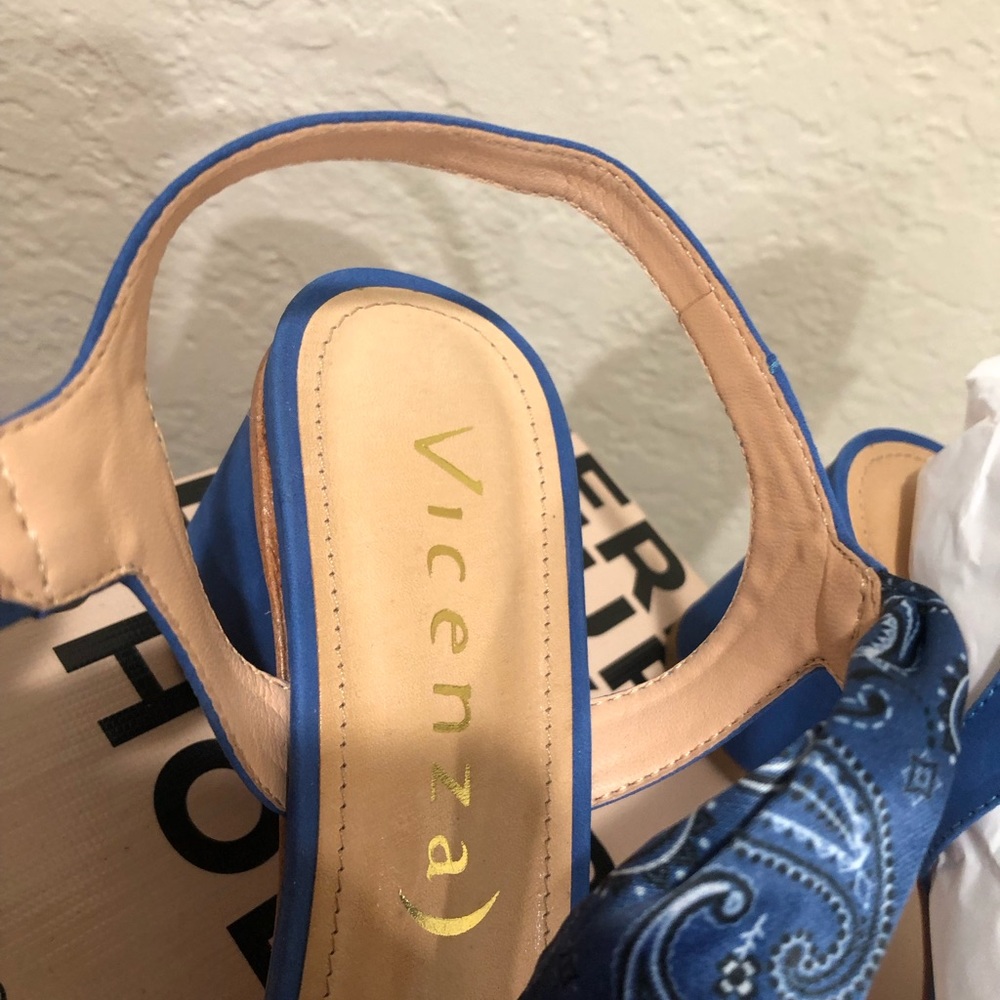 Anthropology Vicenza Bandana Bow Heel Blue sandals - Picture 6 of 10